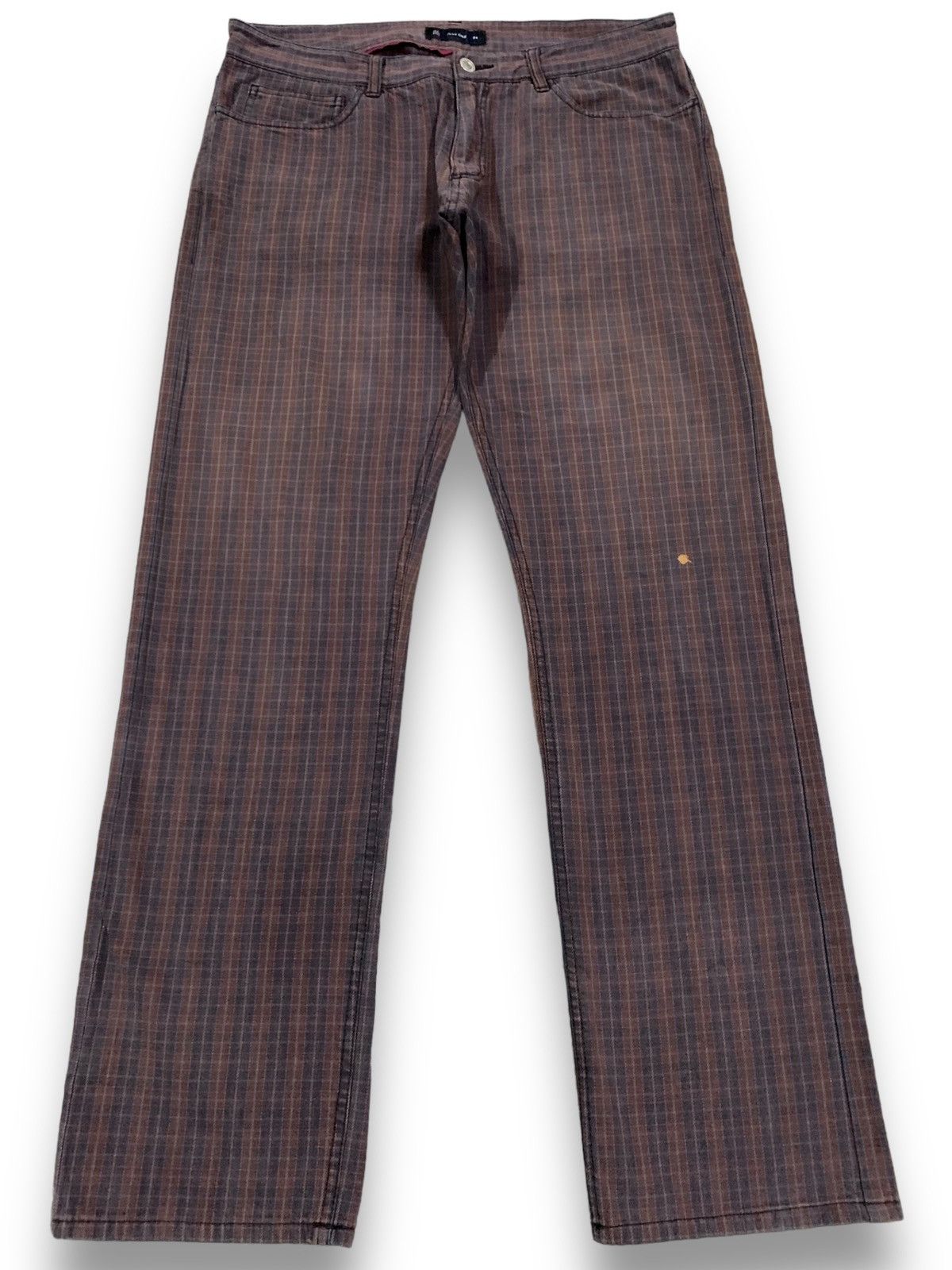 Y2K Japanese Plus One Faded Checkered Plaid Casual Pants