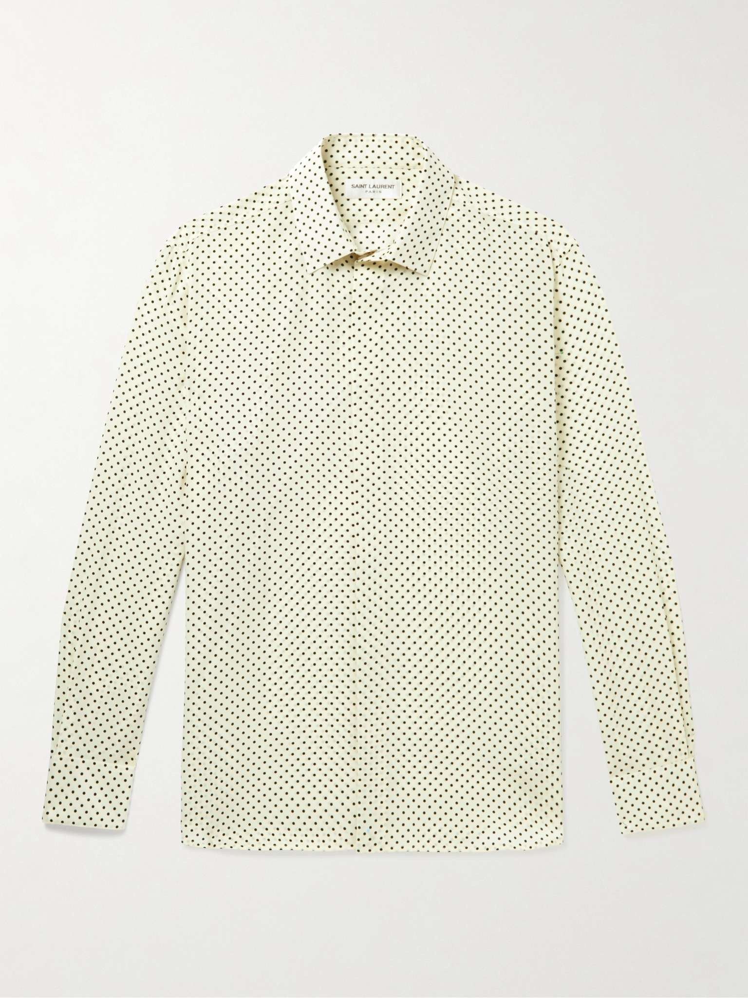 Saint Laurent Paris o1b1hav110425 Shirt in Dotted Crepe De Chine Size US M / EU 48-50 / 2 - 1 Thumbnail