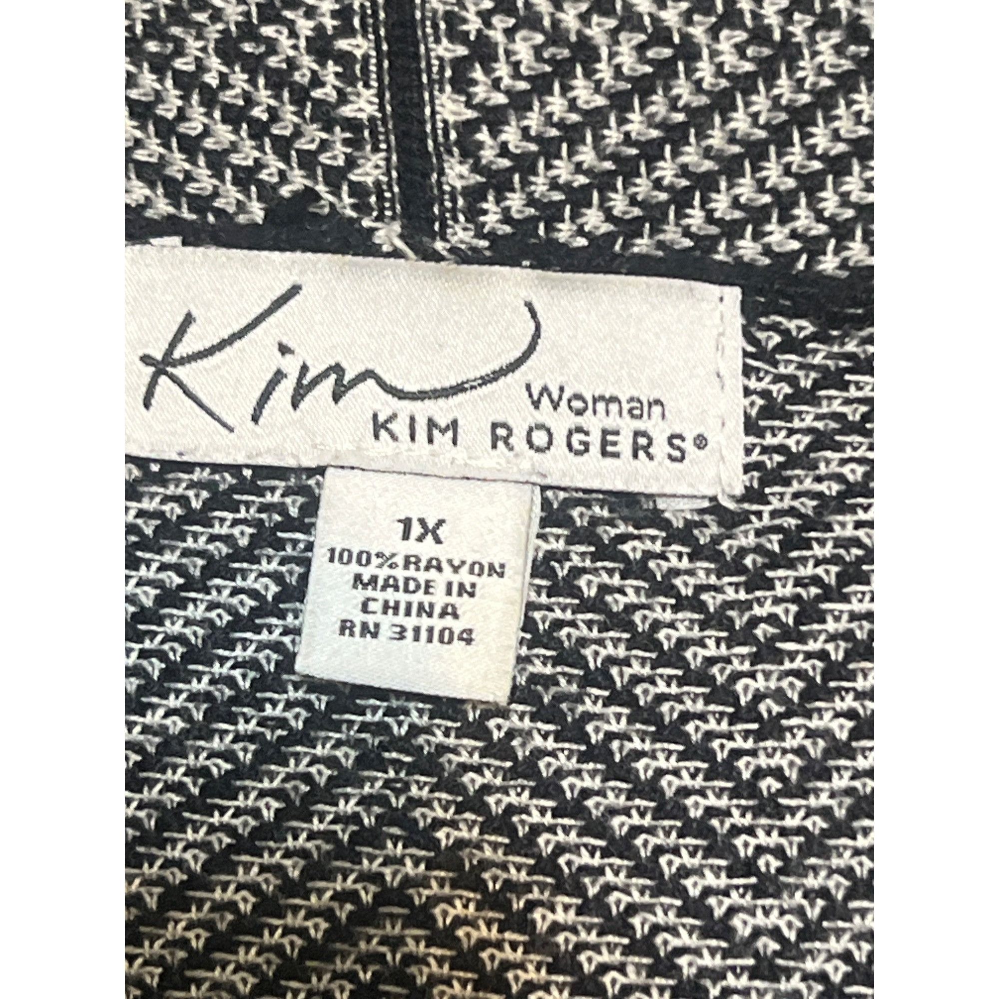 Other Kim Rogers Black White Herringbone Open Front Cardigan Light Size XL / US 12-14 / IT 48-50 - 4 Thumbnail