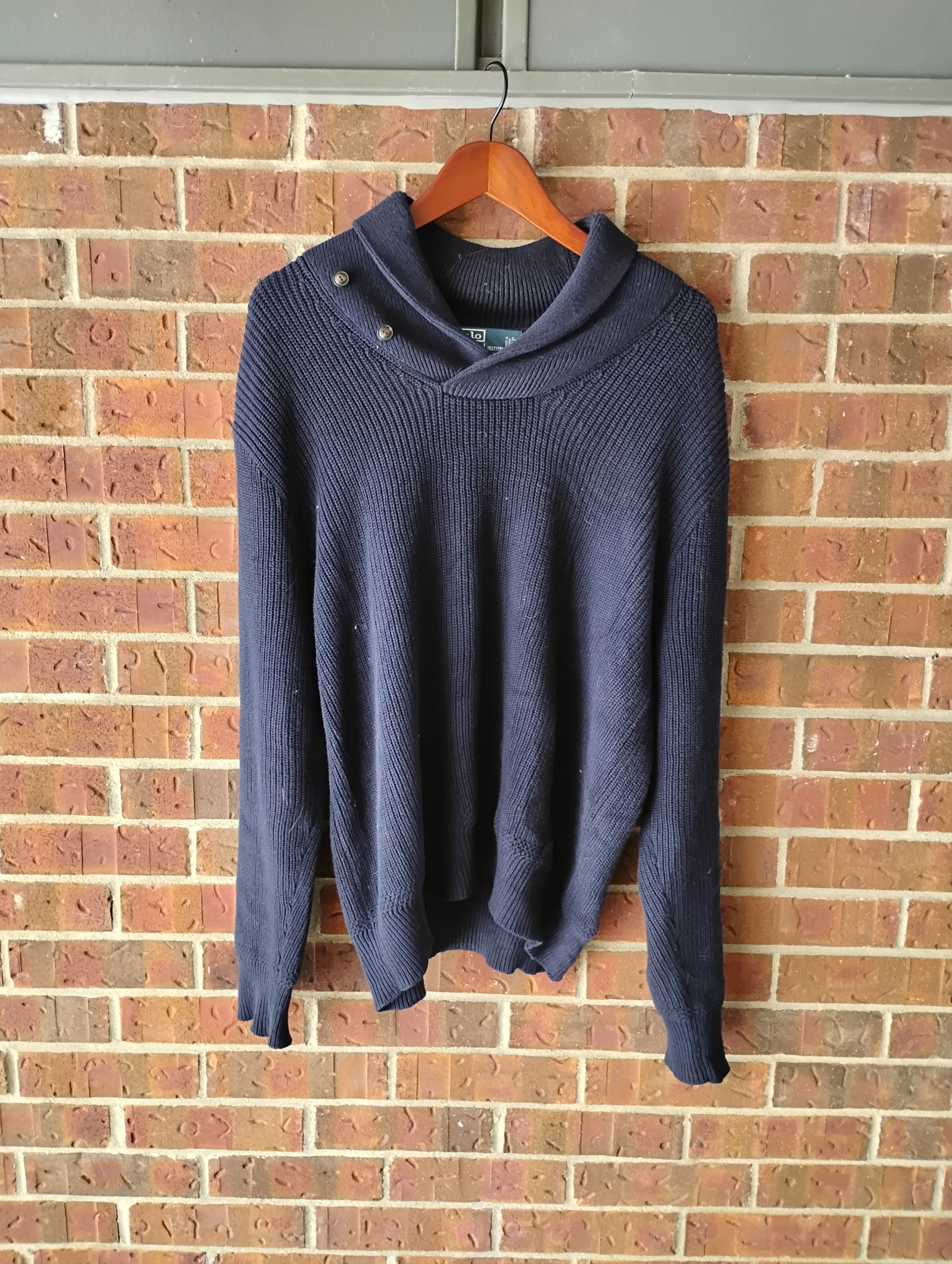 Polo Ralph Lauren Vintage navy polo Ralph Lauren loose neck sweater Size US L / EU 52-54 / 3 - 1 Thumbnail