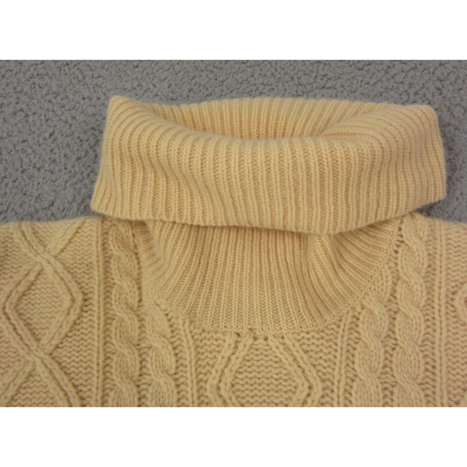 Charter Club VINTAGE Charter Club Sweater Women's Medium Gold Cable Knit Angora Wool Lambswool Pullover Turtleneck Knitted Cotton? Size M / US 6-8 / IT 42-44 - 5 Thumbnail