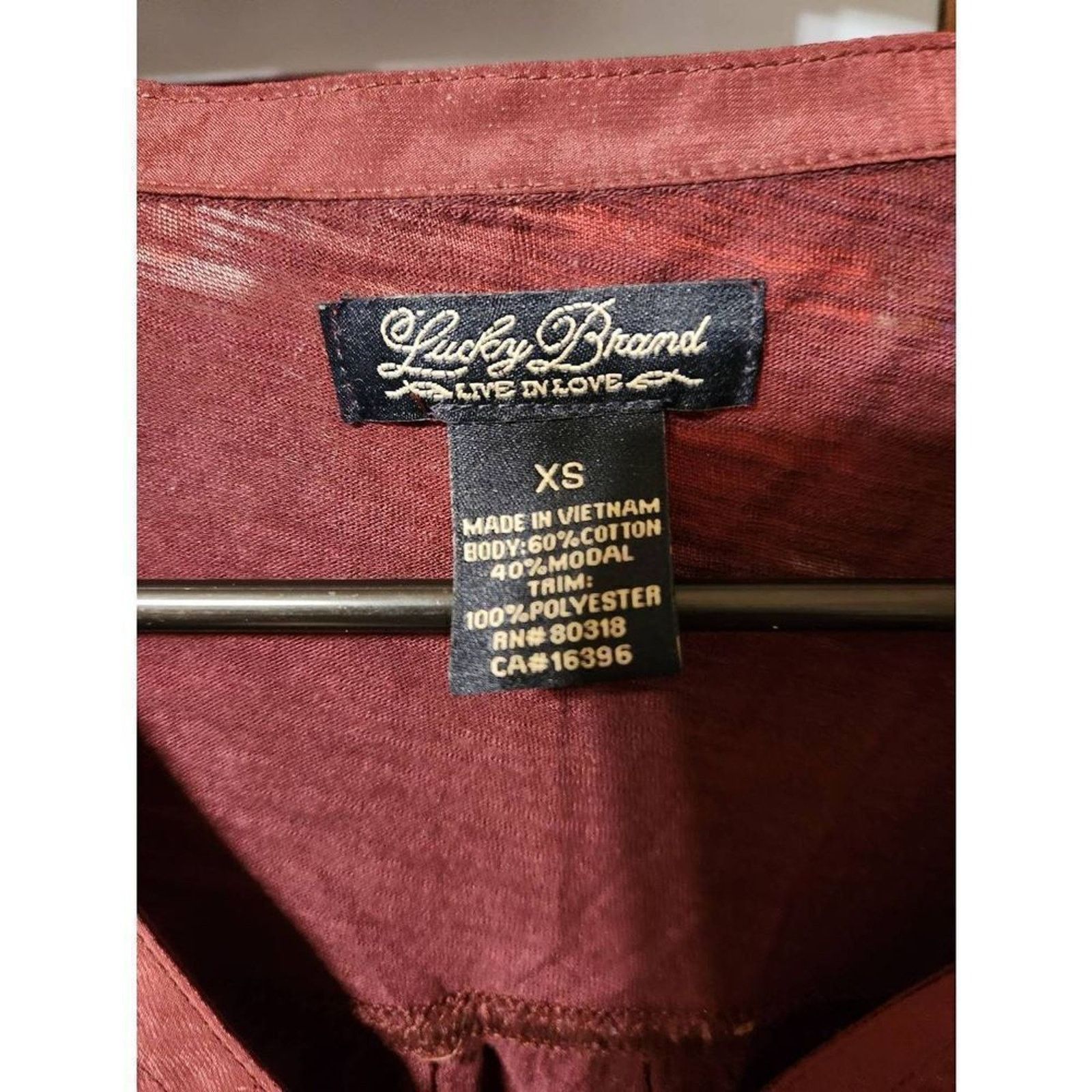 Lucky Brand Lucky brand XS live in love ❤️ top long sleeve burgundy Size XS / US 0-2 / IT 36-38 - 7 Thumbnail