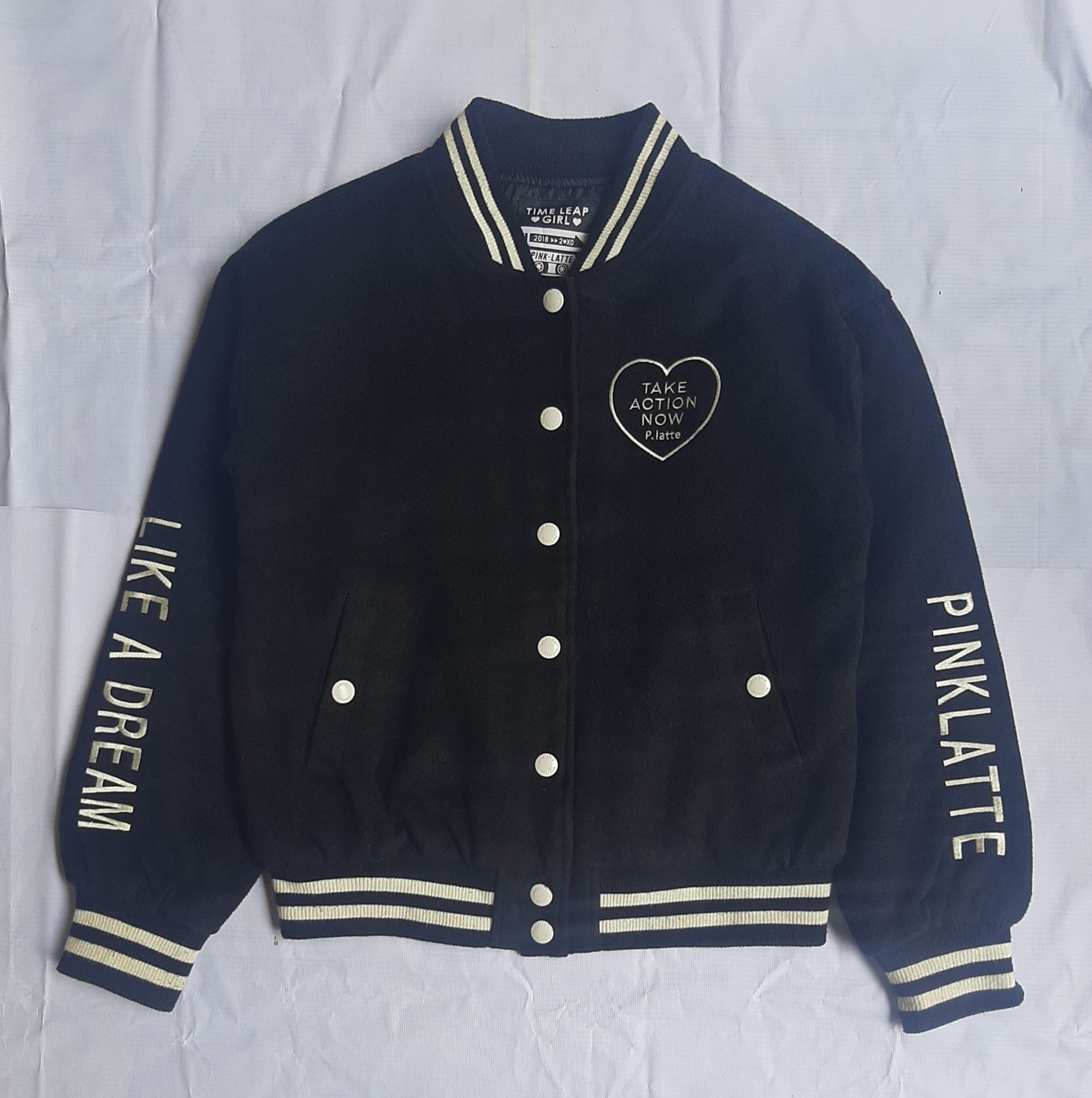 Japanese Brand Wool Pink Latte Embroidery Varsity Jacket Size M / US 6-8 / IT 42-44 - 2 Thumbnail