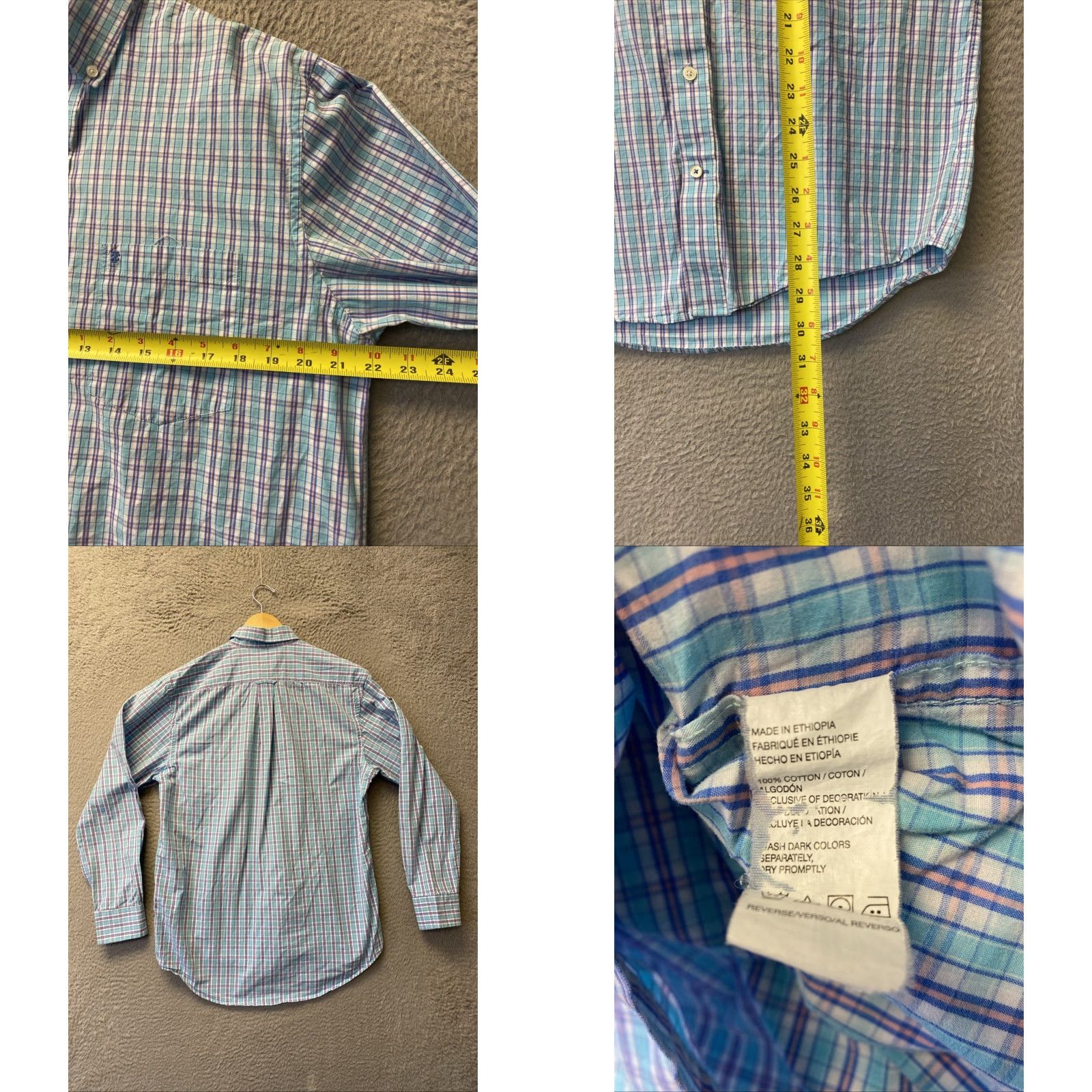 Izod IZOD Button Shirt Men M Turquoise Plaid Cotton / 0536 Size US M / EU 48-50 / 2 - 8 Thumbnail