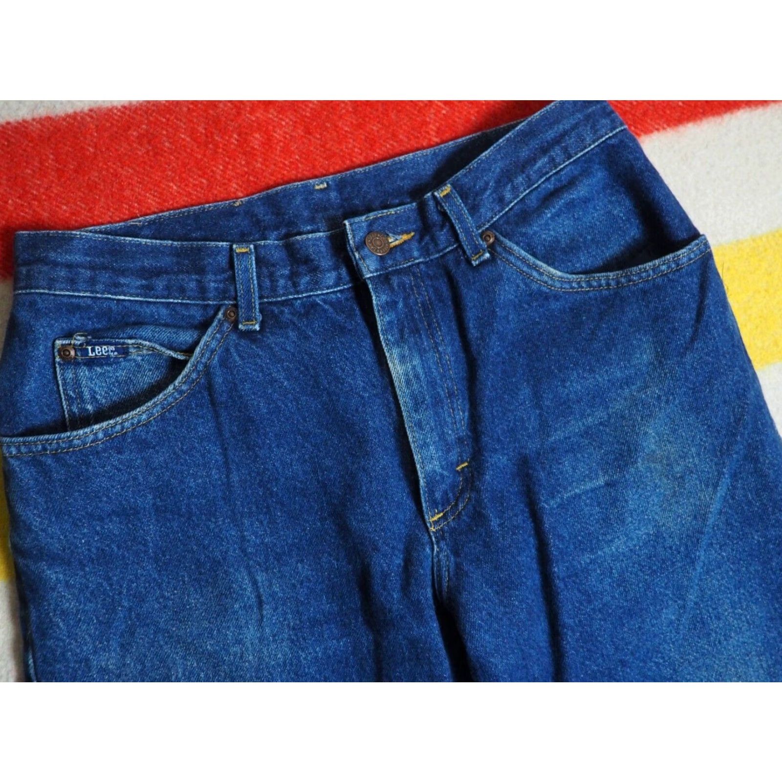 Lee VTG 90s Lee Denim Jeans 31x29 Dark Wash Faded Blue Grunge Western Logo Mens Size US 31 - 4 Thumbnail