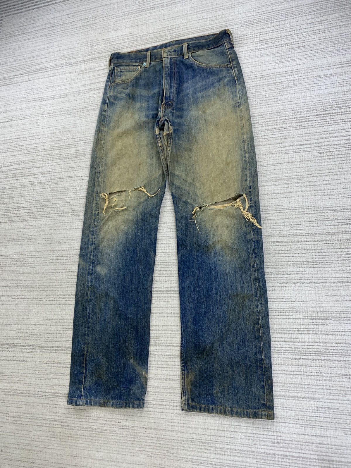 Levi's 🔥Vintage 90s Levi’s 503 Distressed Denim Mud Wash Jeans Size US 31 - 4 Thumbnail