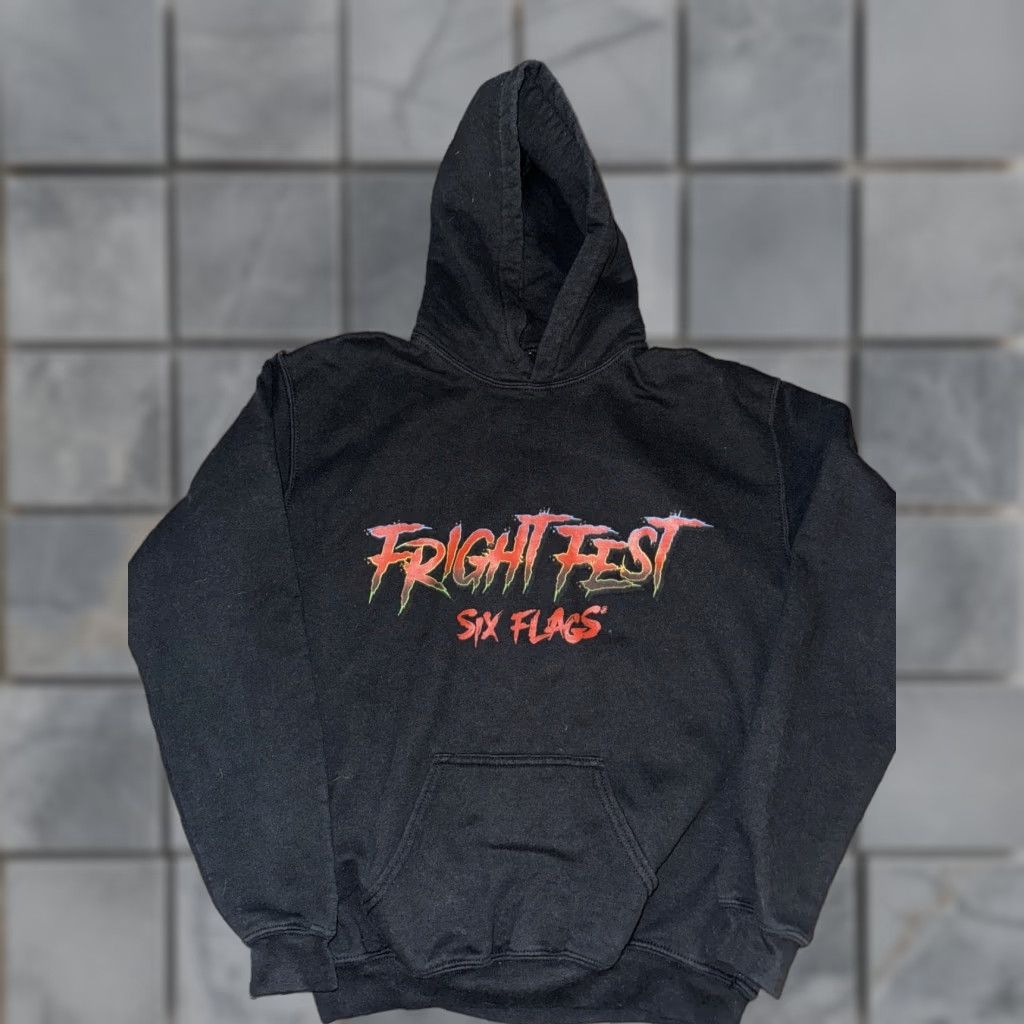 Vintage Six Flags Fright Fest Hoodie Sweatshirt Black Medium Mens M & M Size US M / EU 48-50 / 2 - 1 Thumbnail