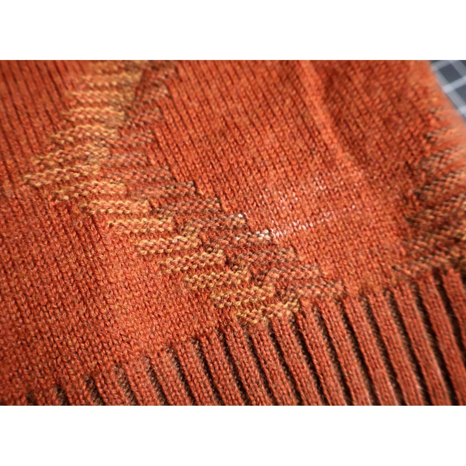 Vintage VTG Wool Blend Sweater Mens Medium Burnt Orange Geometric Pattern Lightweight Pullover Crew Neck 90s Casual Vintage Knit Style Mens Size US M / EU 48-50 / 2 - 4 Thumbnail