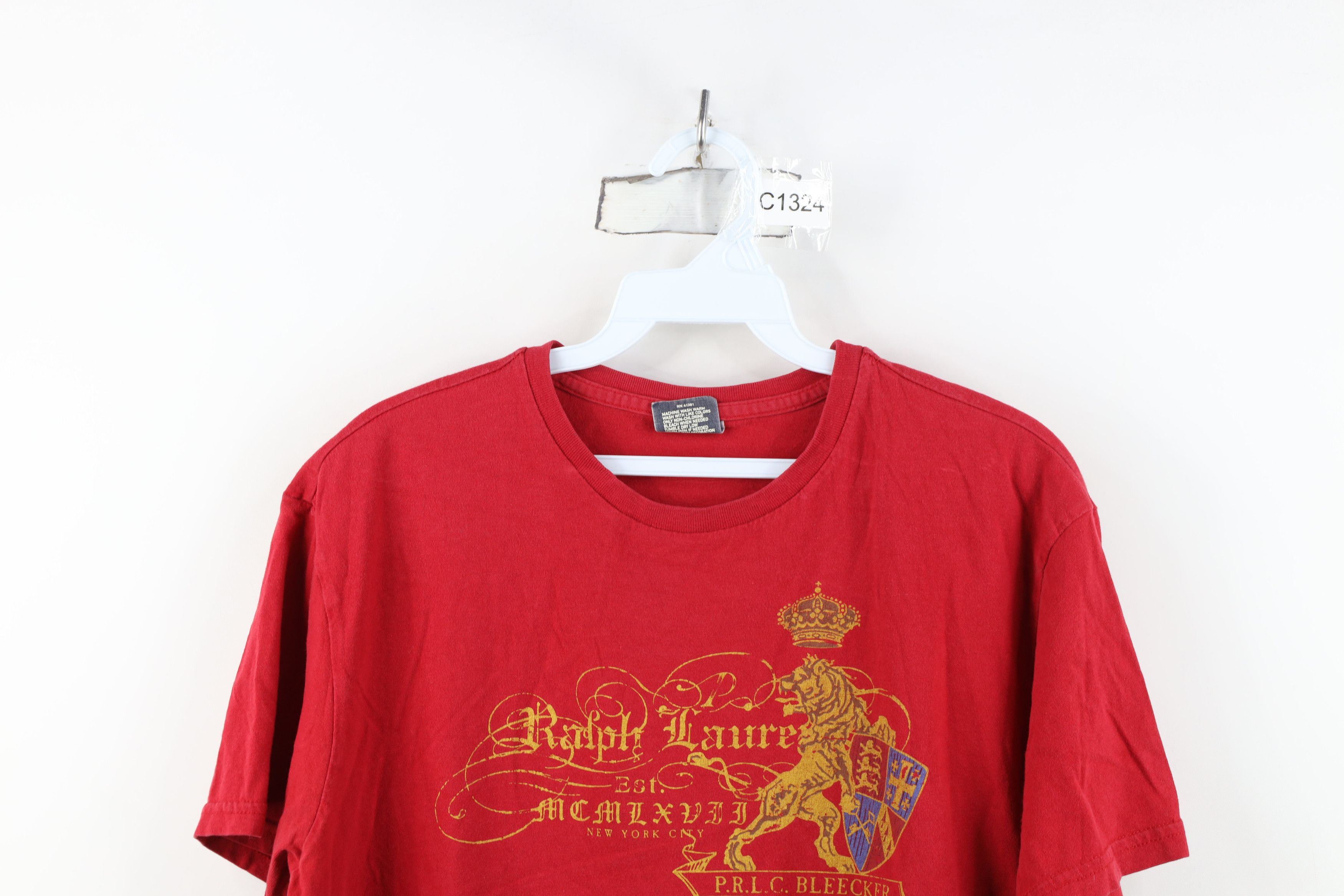 Ralph Lauren Vintage 90s Ralph Lauren Lion Crest Bleecker T-Shirt Red Size US S / EU 44-46 / 1 - 2 Thumbnail