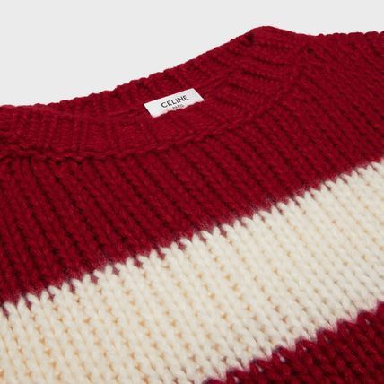 Celine o1w1db10125 2ADC4932V Crew Neck Sweater in Red & White Size L / US 10 / IT 46 - 3 Thumbnail
