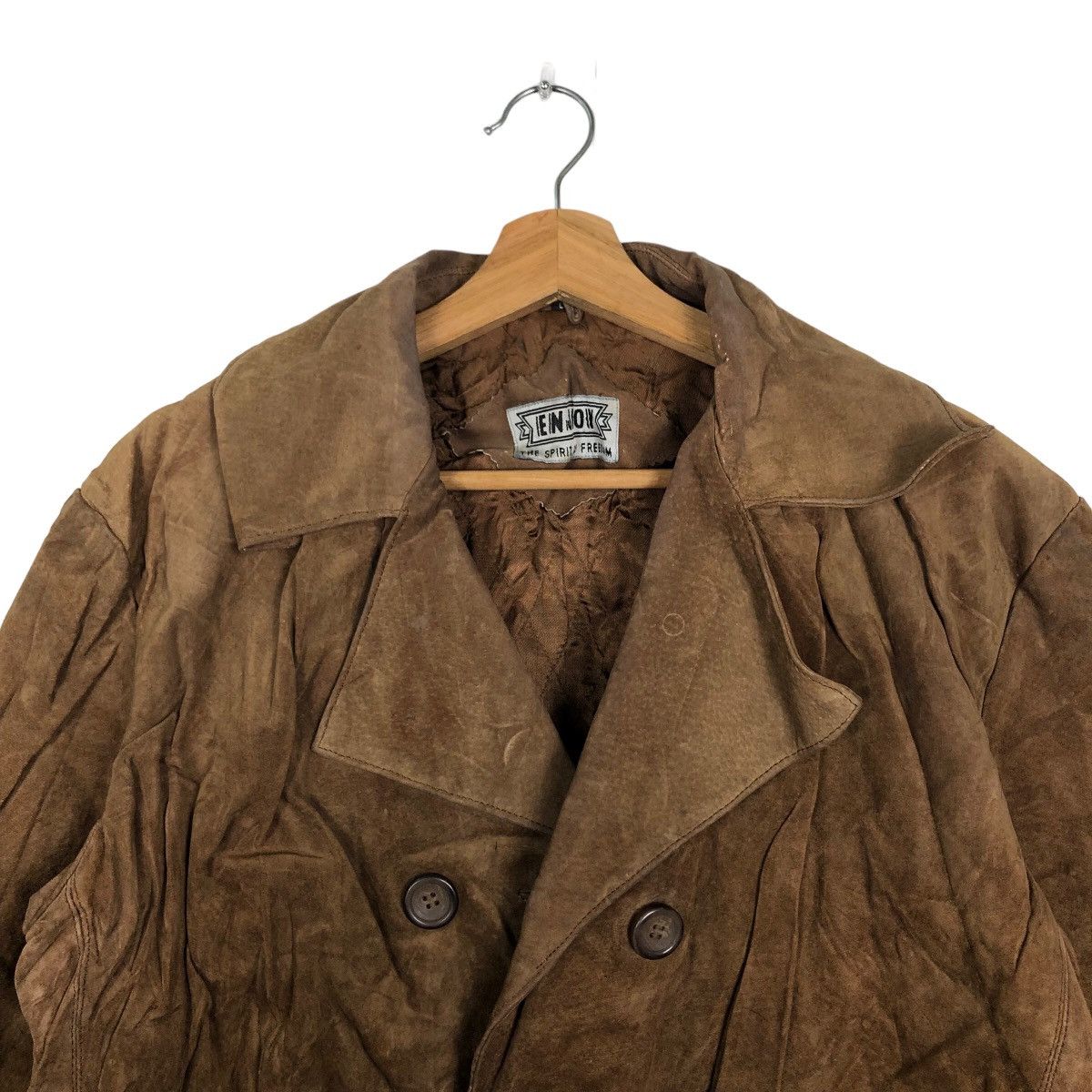 Japanese Brand 🔥90’s Leather Jacket Enjoy Issey Miyake Japan Double Breast Size US L / EU 52-54 / 3 - 3 Thumbnail