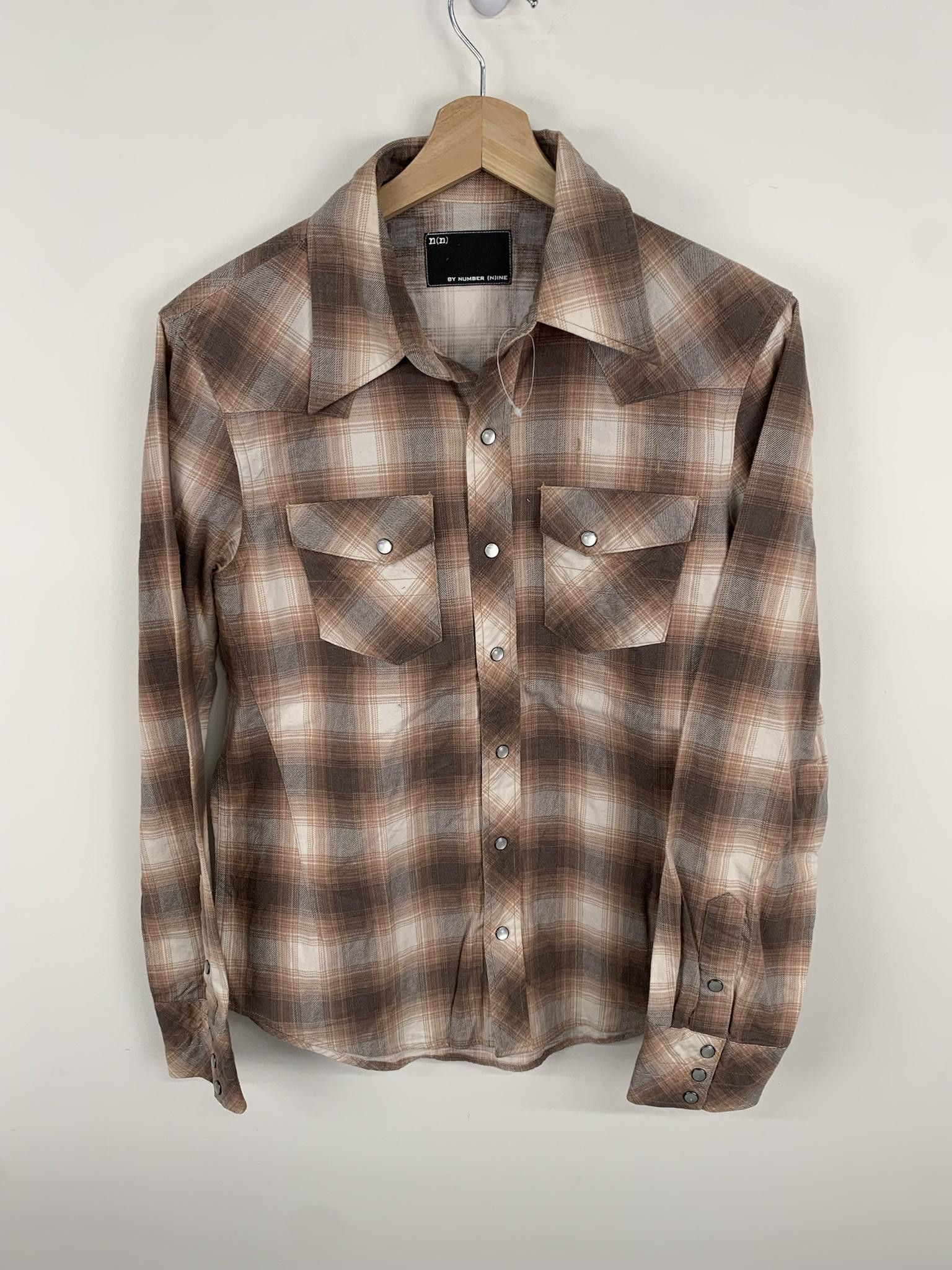 Image of Number N Ine Number (N)Ine Snap Button Flannel in Tan, Men's (Size XL)