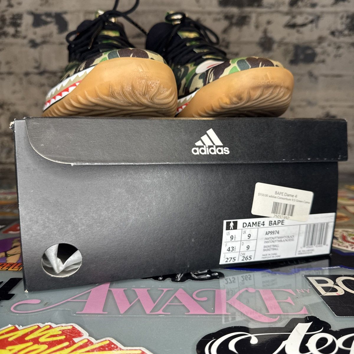 Adidas × Bape Adidas Dame 4 Bape A Bathing Ape Sz 9.5 Green Camo NDS Size US 9.5 / EU 42-43 - 7 Thumbnail