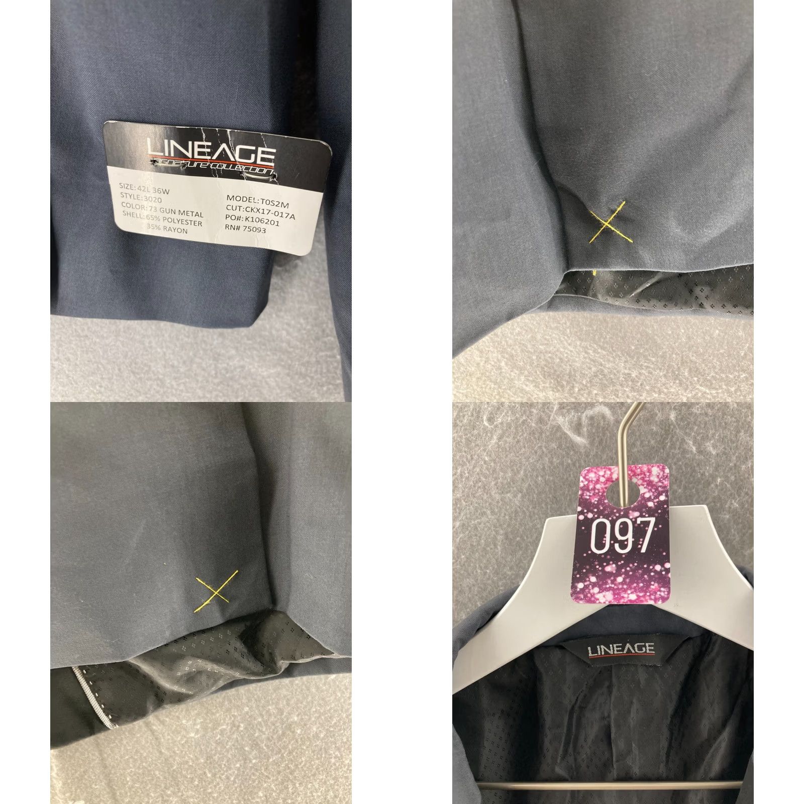 Vintage Lineage Blazer Mens 42 Two-Button Gray Polyester Blend NWT Long Coat/Blazer Sized 42 Big & Tall Classic Fit Jacket Front Style: Two-Button Size 42R - 10 Thumbnail