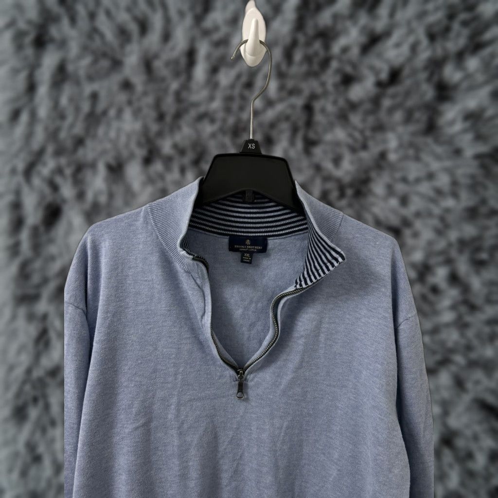 Brooks Brothers Brooks Brothers Sweater 1/4 Zip Mens XXL Light Blue Supima Cotton Pullover L/S Knit Cardigan? Size US XXL / EU 58 / 5 - 1 Thumbnail