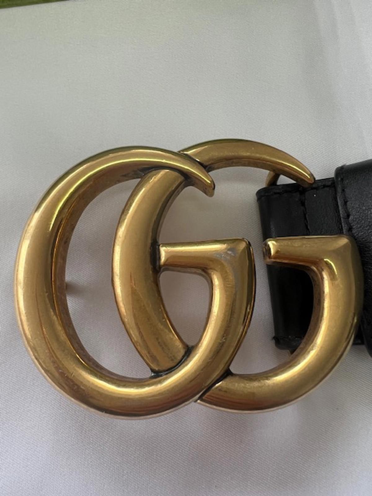 Gucci Gucci Lg GG Logo Black Leather Belt Sz 100 Size ONE SIZE - 3 Thumbnail