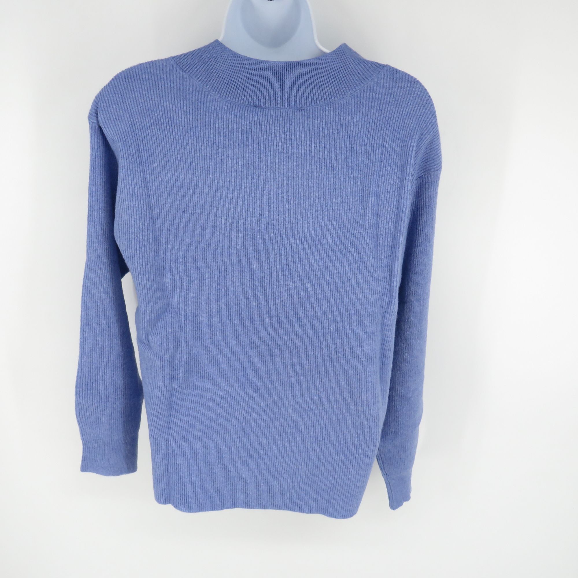 Nine West Nine West Women's XL Heron Blue Ribbed Knit V-Neck Sweater N Size XL / US 12-14 / IT 48-50 - 6 Thumbnail