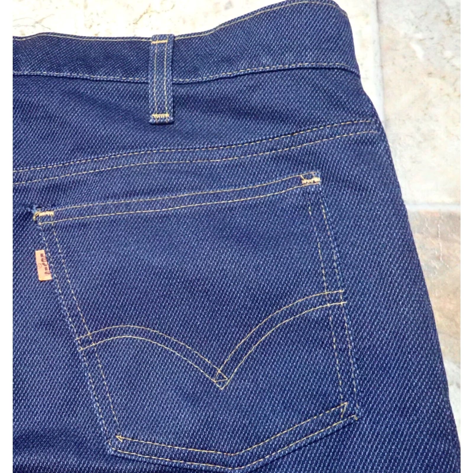 Levi's VINTAGE Levi's 517 Orange Tab Bootcut Saddleman Jeans 38x28 USA Made 70s Slim Fit Dark Blue Denim-Look Polyester 5-Pocket Style with Zipper Size US 38 / EU 54 - 3 Thumbnail