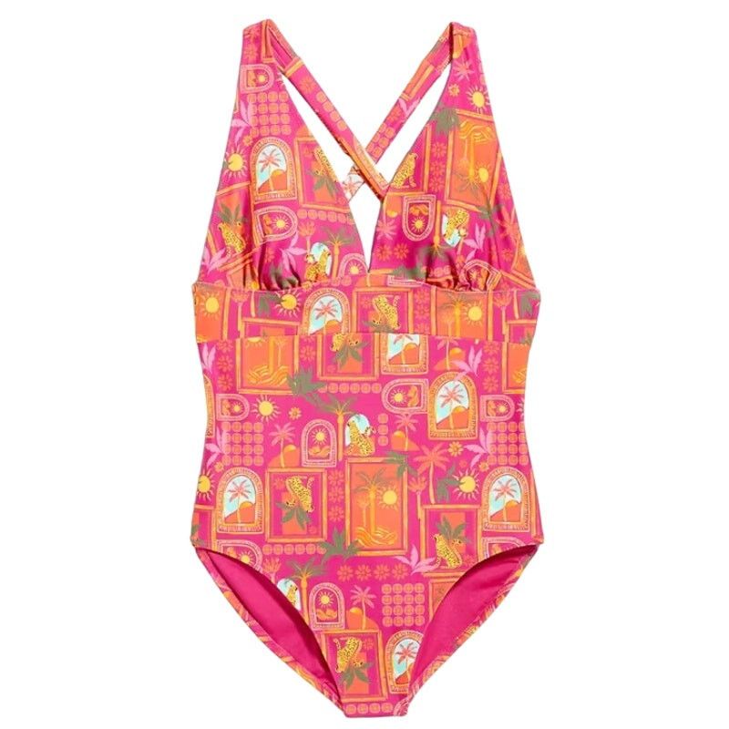 Old Navy Old Navy Tie-Back One-Piece Swimsuit in Wild Pink, Size XL Size ONE SIZE - 1 Thumbnail