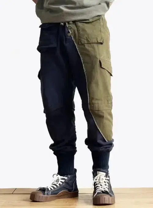 American Edition × Japanese Brand × Jean 21AW Tokyo Union Navy Blue Green Patchwork Jogger Pants Size US 32 / EU 48 - 1 Thumbnail