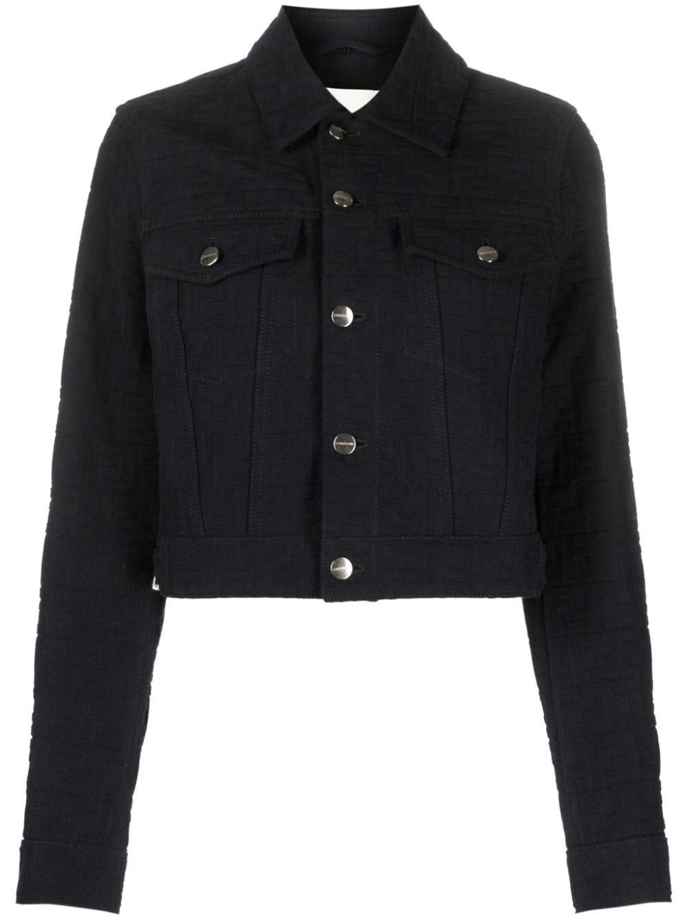 image of Fendi Ff Jacquard Truck Jacket in Black, Women's (Size XS)