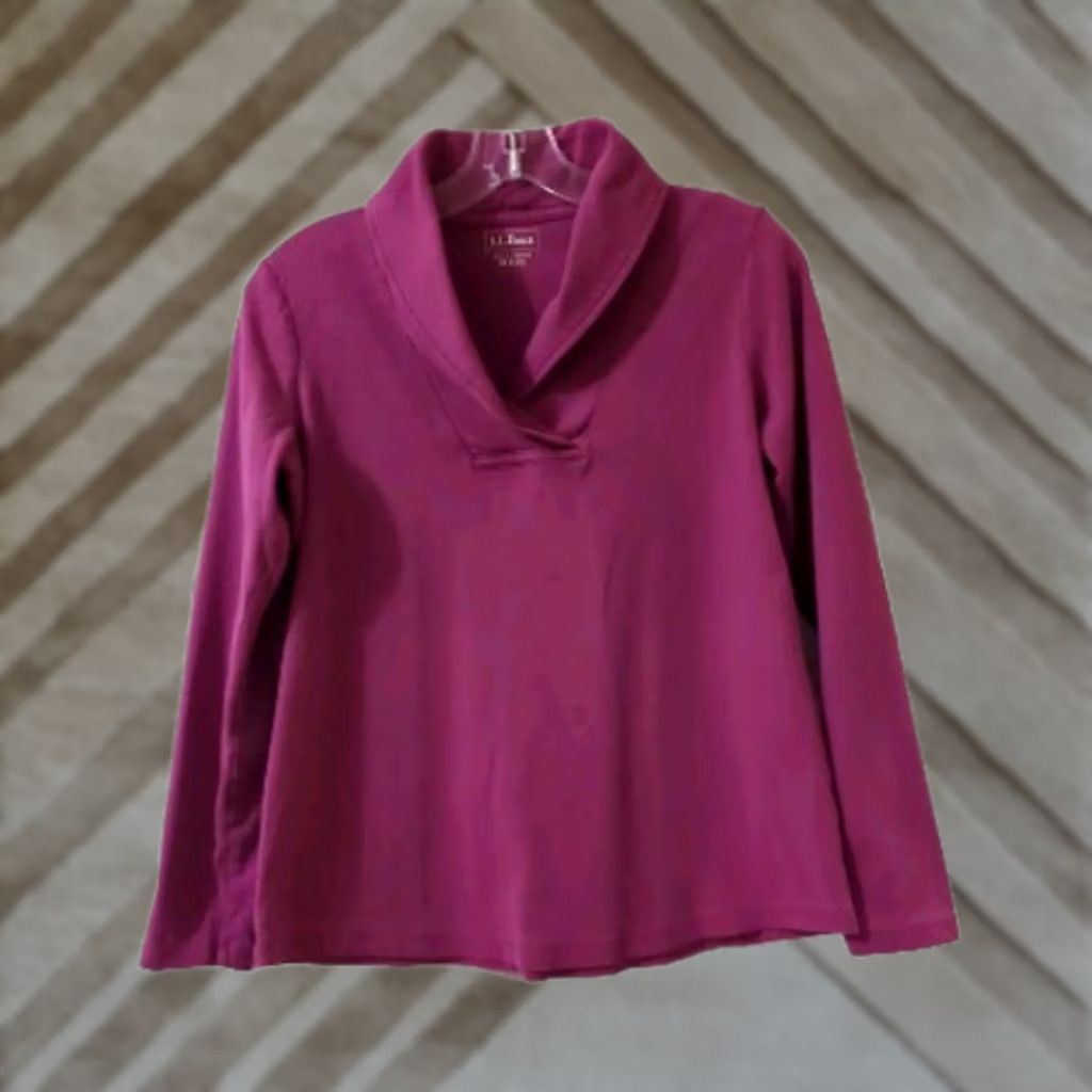 Vintage L.L. Bean Blouse Womens M Pink Long Sleeve Cotton Collar Pullover Top Regular Pattern: Solid Size M / US 6-8 / IT 42-44 - 1 Thumbnail
