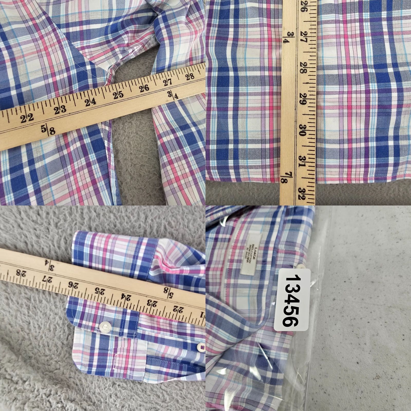Peter Millar VINTAGE Peter Millar Shirt Mens Large Pink Blue Check Casual Cotton Woven Long Sleeve Size US L / EU 52-54 / 3 - 8 Thumbnail