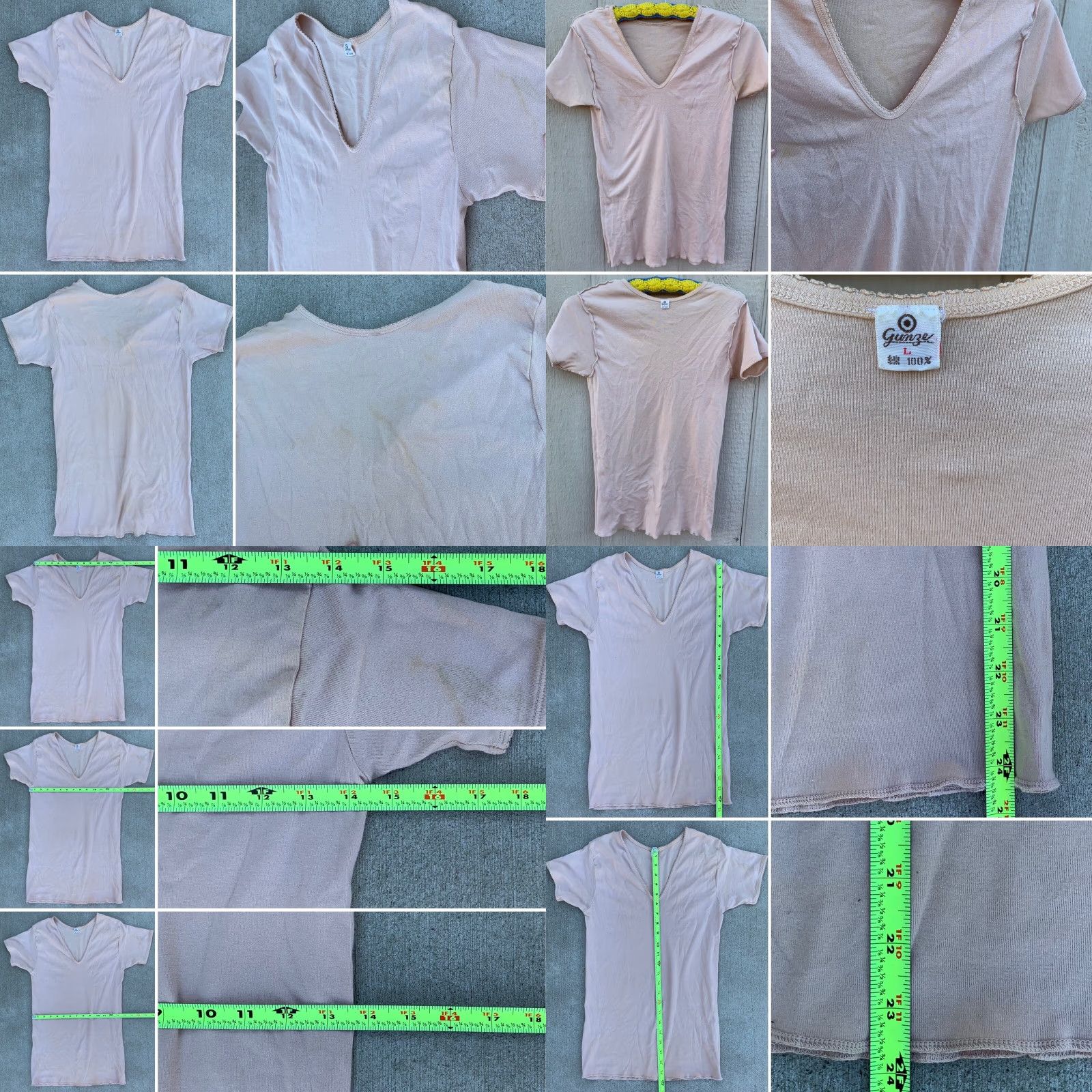 Vintage VINTAGE Gunze T-Shirt Tee Undershirt Inner Shirt Short Sleeve L Beige V-Neck Women Regular Cotton Or A Blend Of Mens? Size L / US 10 / IT 46 - 8 Thumbnail