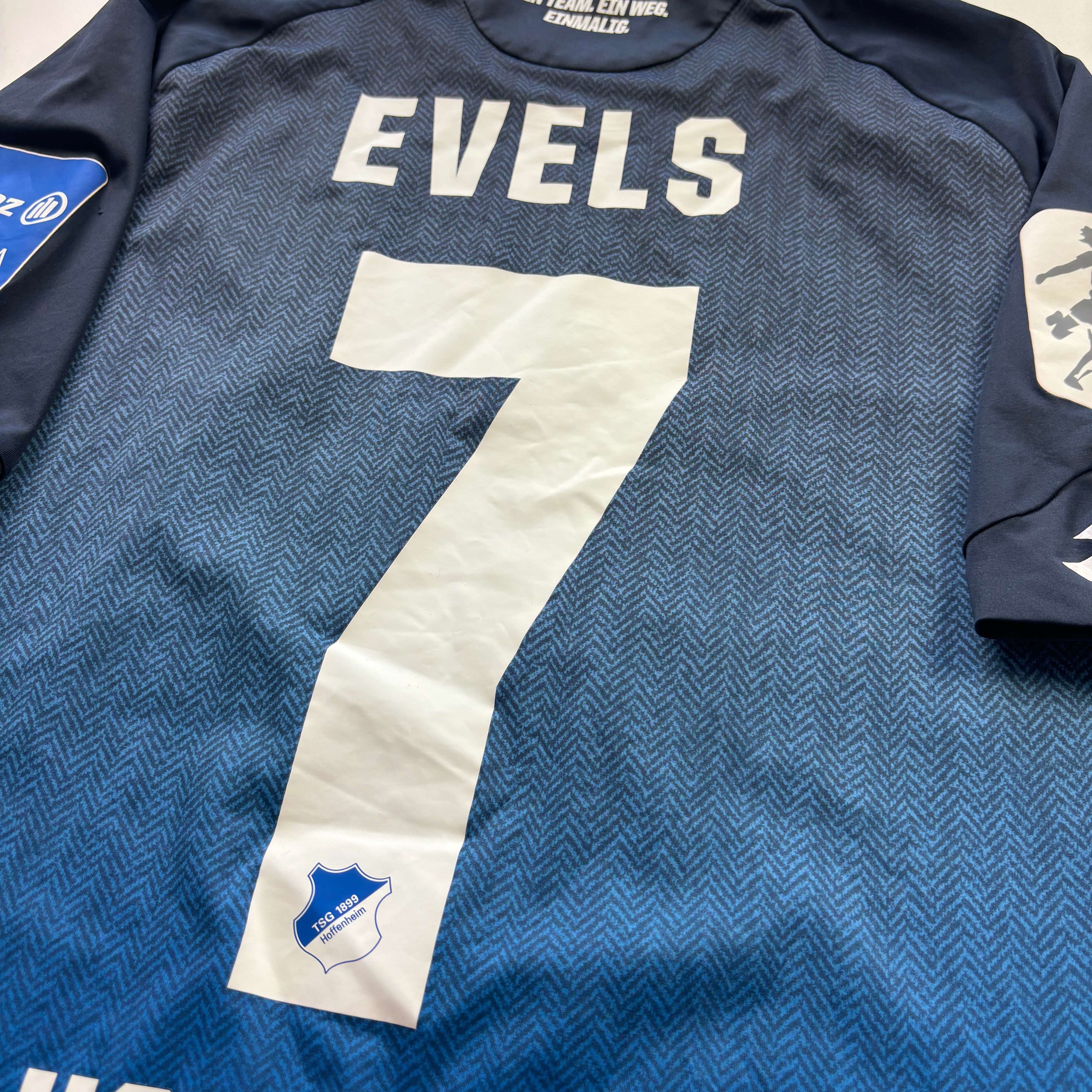 Lotto Sport MATCH WORN Hoffenheim 2017-18 home Evels football jersey XS Size US XS / EU 42 / 0 - 9 Thumbnail