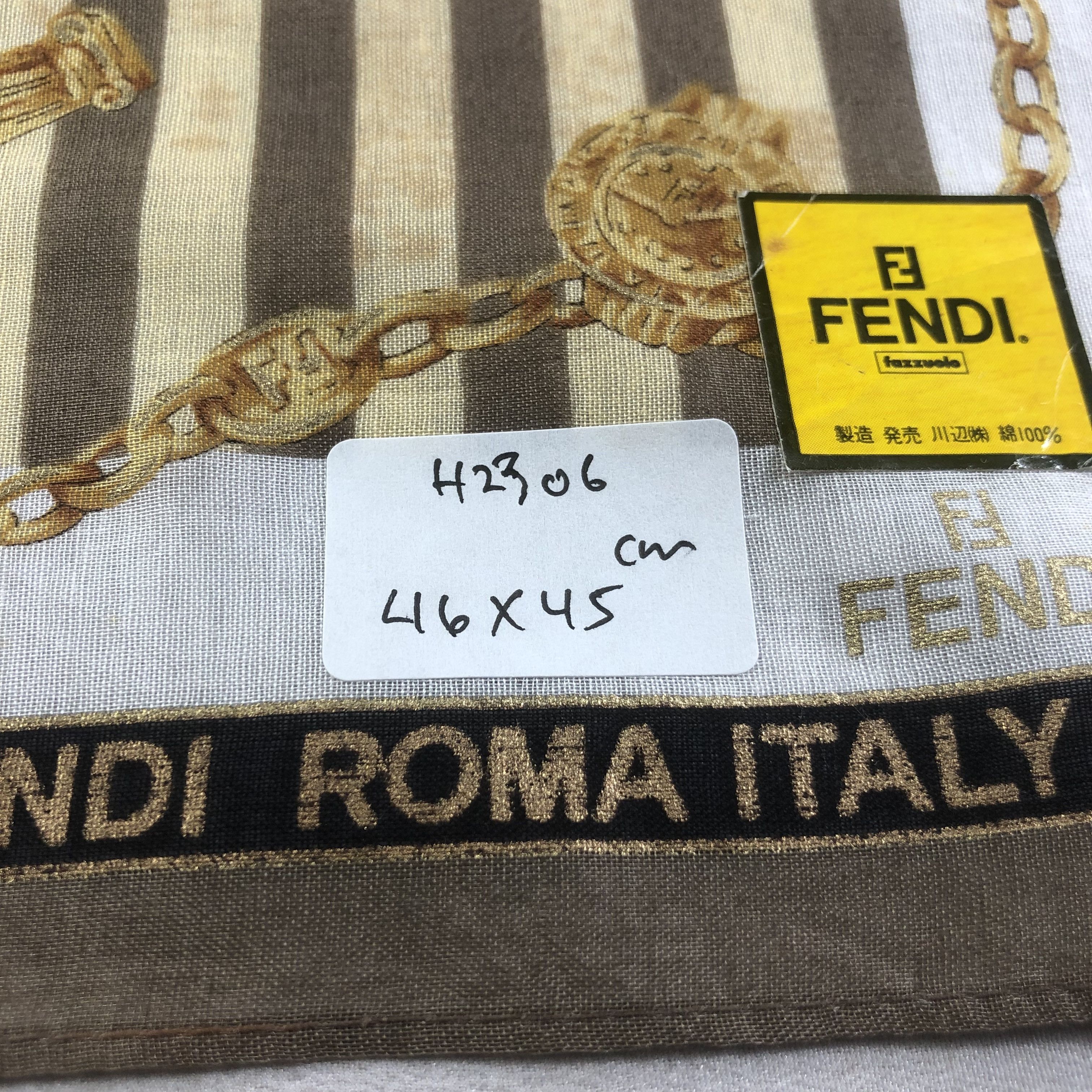 Vintage Fendi Gold Chains Handkerchief Neckerchief Bandana H2306 Size ONE SIZE - 9 Thumbnail