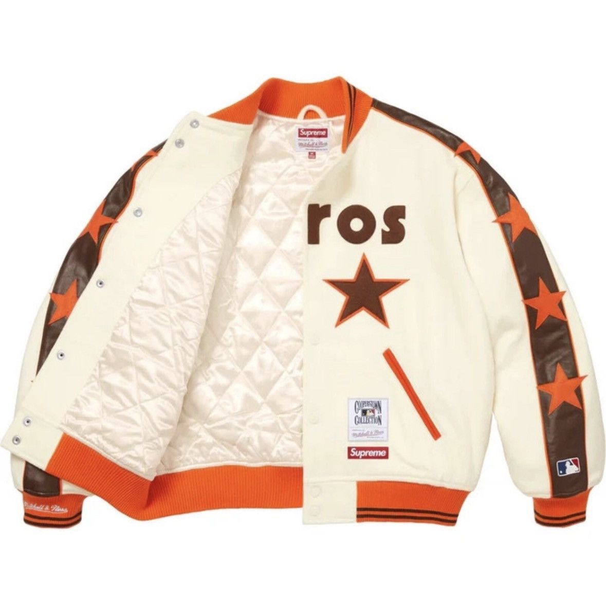 Supreme Supreme x Mitchell & Ness Varsity Jacket Beige Orange Astros Size US M / EU 48-50 / 2 - 3 Thumbnail