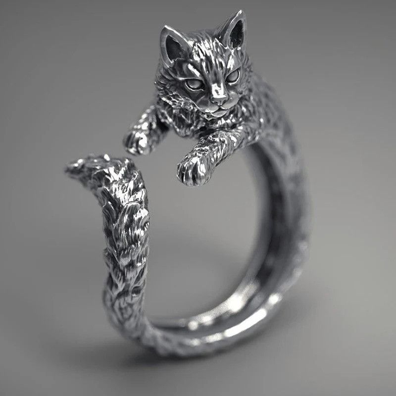 Other Retro Dark Cat Kitty Ring Size ONE SIZE - 5 Thumbnail