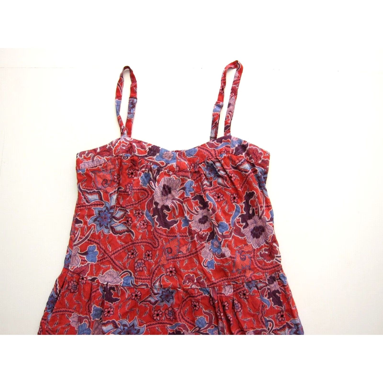 Vintage Knox Rose 100% Rayon Pink Blue Floral Pocket V-Neck Tank Slip Sun Dress Small Size S / US 4 / IT 40 - 3 Thumbnail