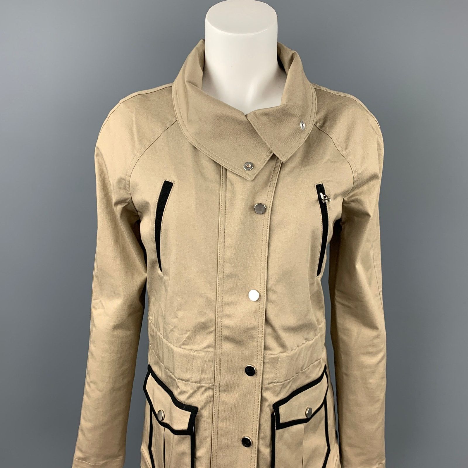 Veronica Beard VERONICA BEARD Size 4 Khaki Cotton / Polyurethane Jacket Size S / US 4 / IT 40 - 2 Thumbnail