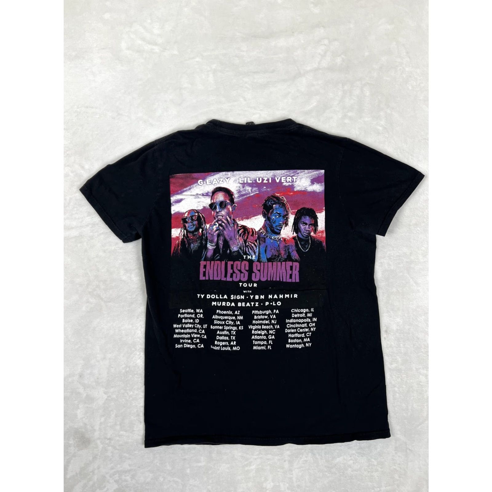 Vintage G-Eazy Lil Uzi Vert Endless Summer Tour T-Shirt Size Medium Black Rap Concert Mens Short Sleeve Graphic Print Crew Neck Vintage No Size US M / EU 48-50 / 2 - 6 Thumbnail