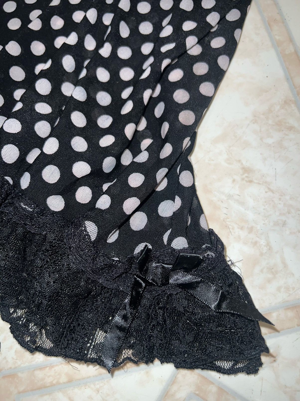 Japanese Brand Vintage Y2K polka dot lace camisole 🖤➕ Size M / US 6-8 / IT 42-44 - 8 Thumbnail