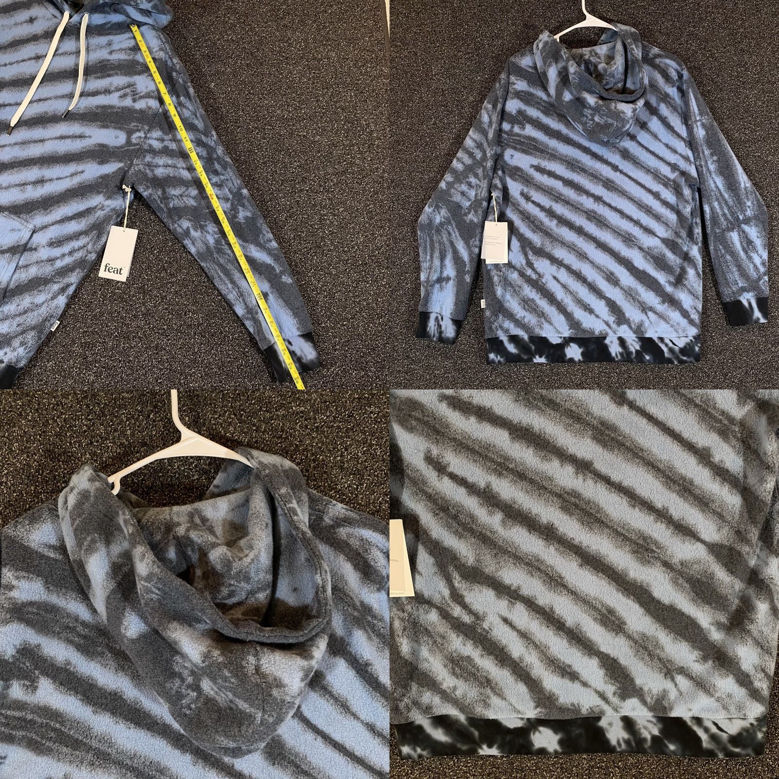 Vintage VINTAGE? wait no, Feat Hoodie Womens 1X XL Blue Black Tie Dye Fleece Pullover New Size XL / US 12-14 / IT 48-50 - 8 Thumbnail