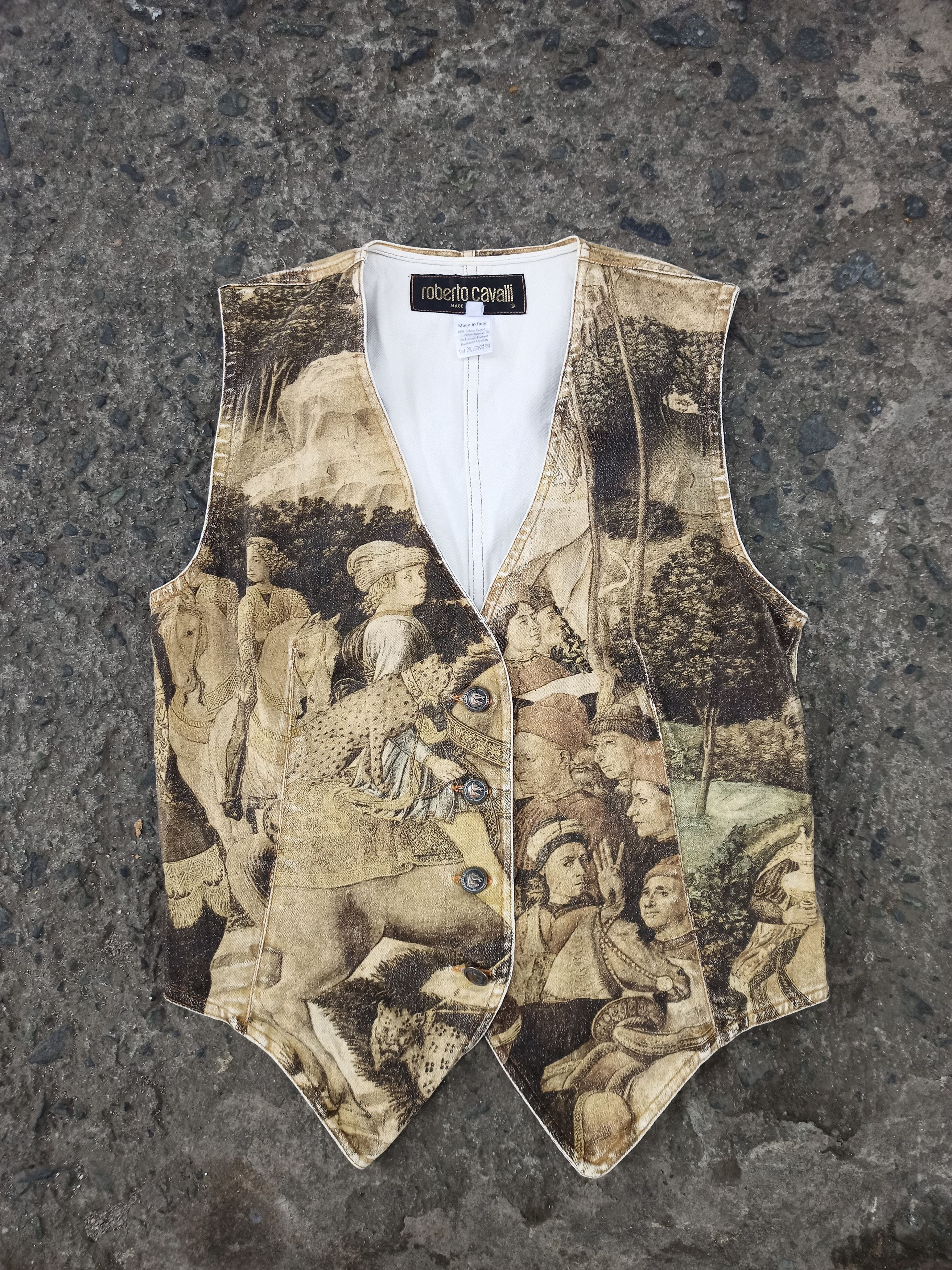 Roberto Cavalli ROBERTO CAVALLI - AW94 - 95 renaissance print vest Size S / US 4 / IT 40 - 2 Thumbnail