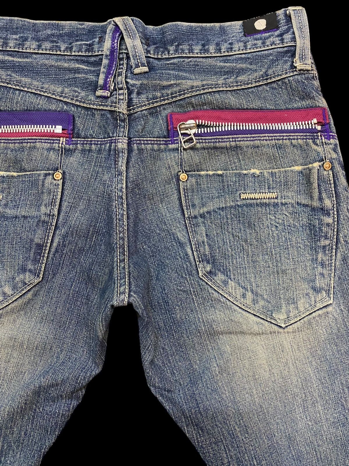 If Six Was Nine Blue Way Made in Nippon Mud Wash Distressed Flare Jeans Size US 30 / EU 46 - 12 Thumbnail