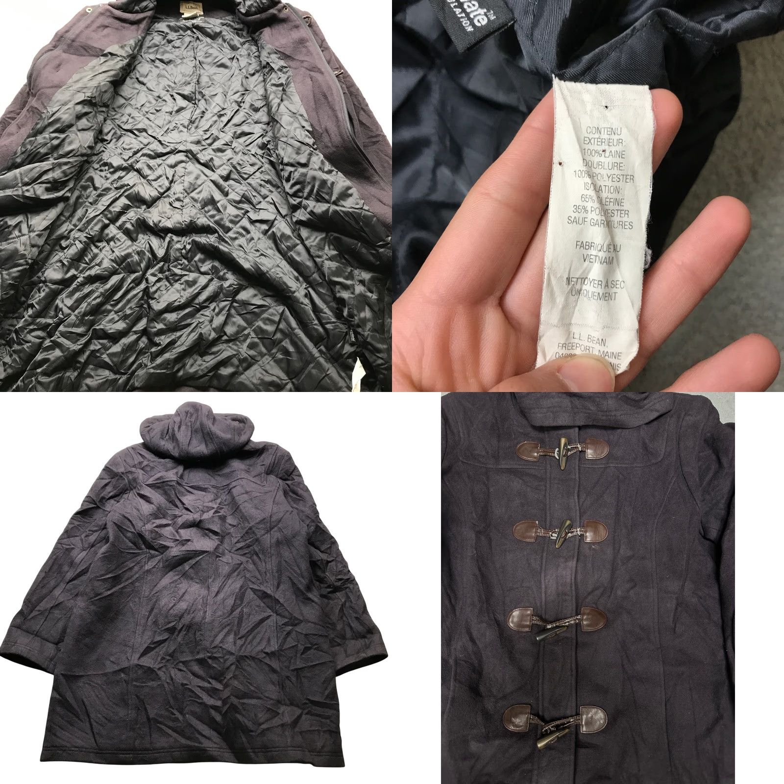 Vintage VINTAGE LL Bean Bellandi Classic Lambswool Duffel Coat Womens XL 18 Hooded Purple Toggle Coat Size XL / US 12-14 / IT 48-50 - 8 Thumbnail