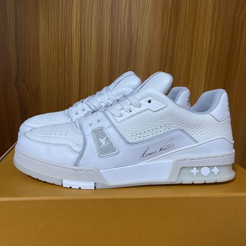 Louis Vuitton Louis Vuitton White Leather Trainer Sneakers for All 0089 Size US 8 / EU 41 - 1 Thumbnail