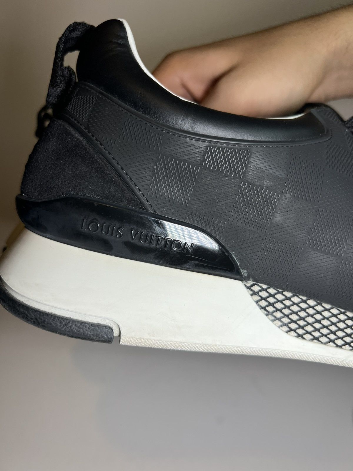 Louis Vuitton Louis Vuitton Black Damier Infini Leather/Mesh Fastlane shoe Size US 13 / EU 46 - 4 Thumbnail