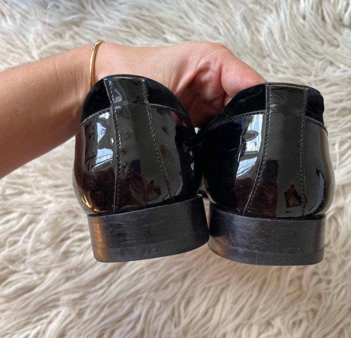 Jimmy Choo Jimmy Choo Patent Leather Velvet Panel Loafers Size US 9.5 / EU 42-43 - 5 Thumbnail