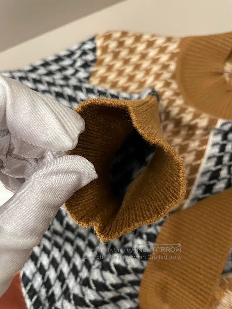 Hermes Hermes Khaki Black and White Check Cashmere Sweater Size XS / US 0-2 / IT 36-38 - 5 Thumbnail