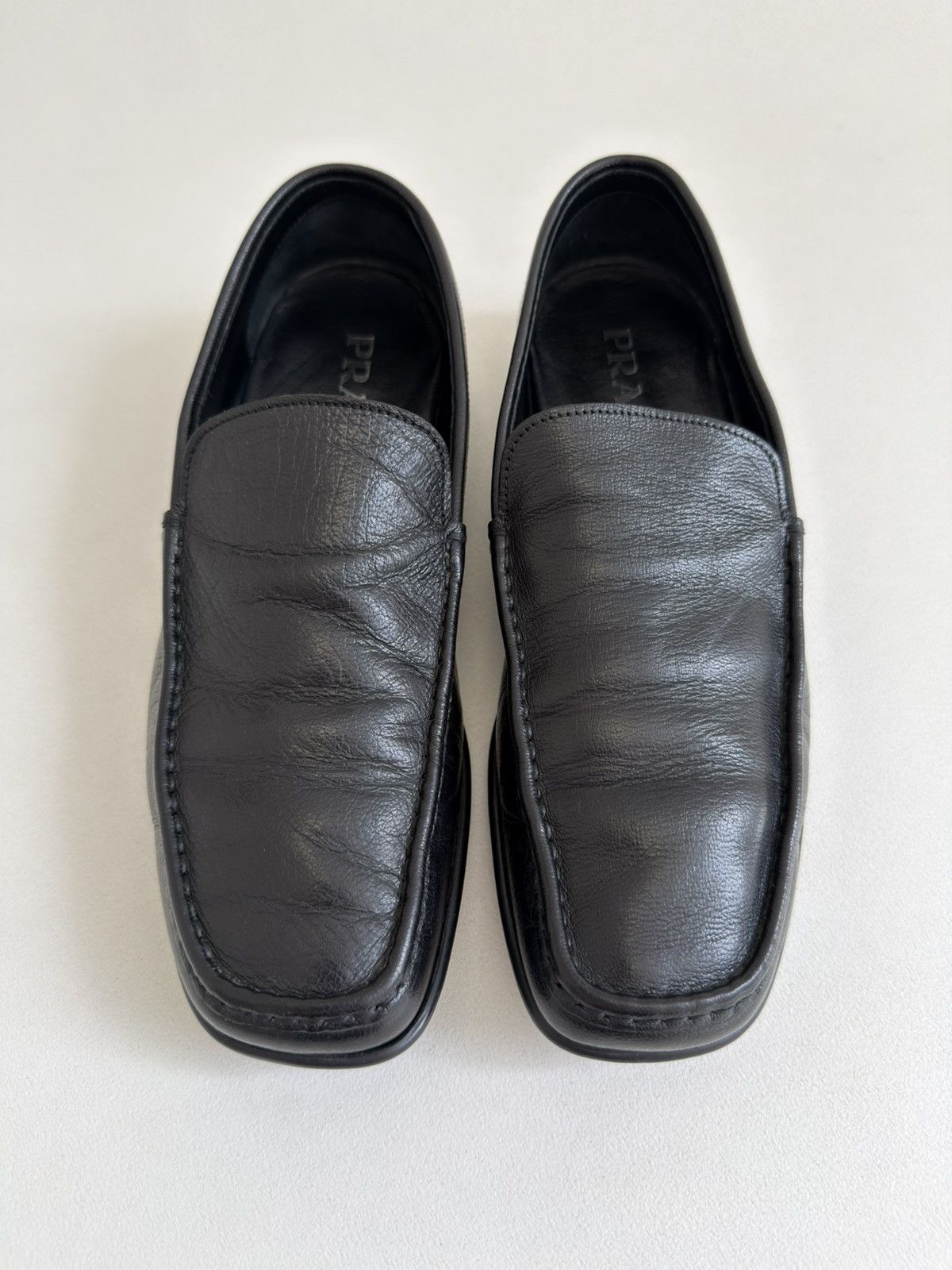 Prada Tumbled Black Leather ‘Low Profile’ Loafers Size US 9 / EU 42 - 1 Thumbnail