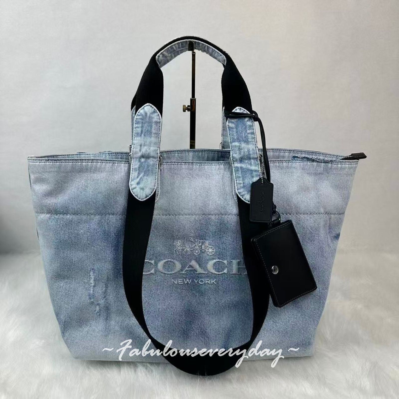 Coach Coach Men Small Tour Tote Loved Denim Charms Sv/Light Indigo Size ONE SIZE - 1 Thumbnail