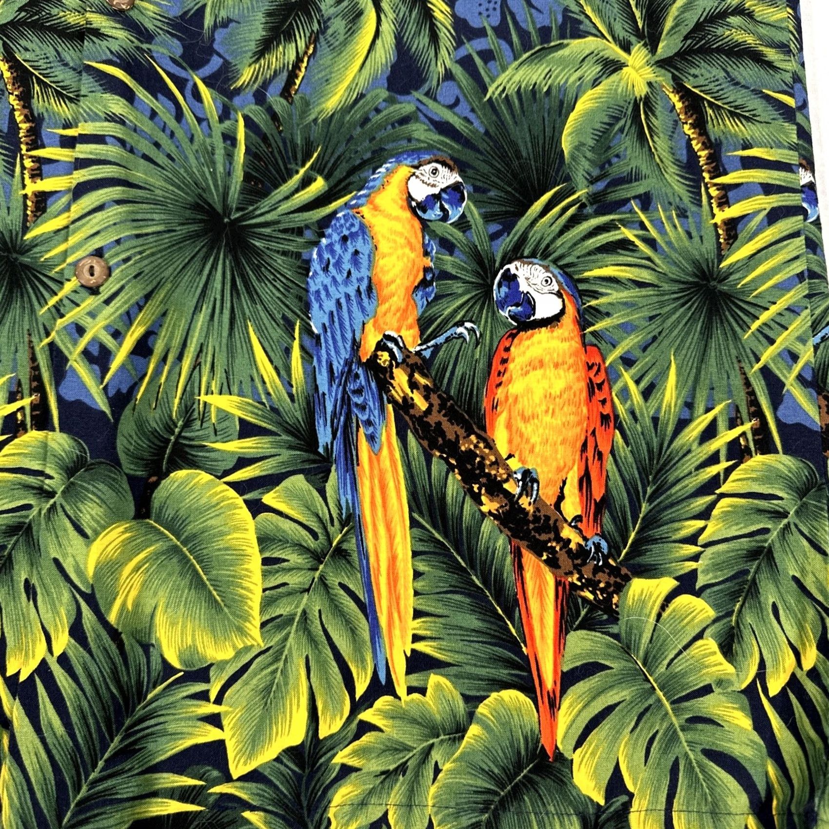 Vintage VINTAGE Pacific Legend Button-Up Shirt Men L Hawaiian Blue Parrots AOP USA Made Size US L / EU 52-54 / 3 - 6 Thumbnail