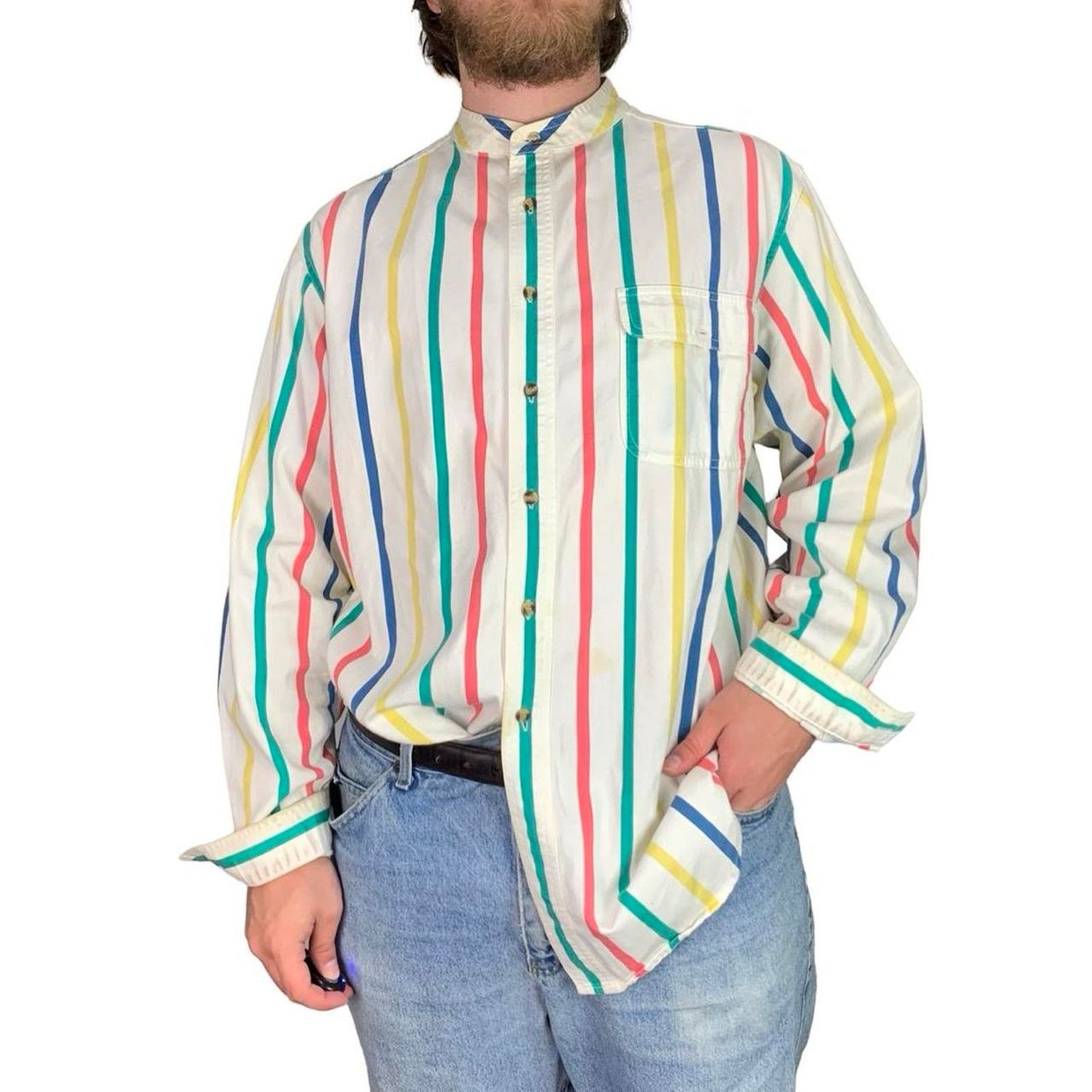 Japanese Brand × Vintage Vintage 90s Kensington Road Striped Button Up Shirt Size US L / EU 52-54 / 3 - 1 Thumbnail