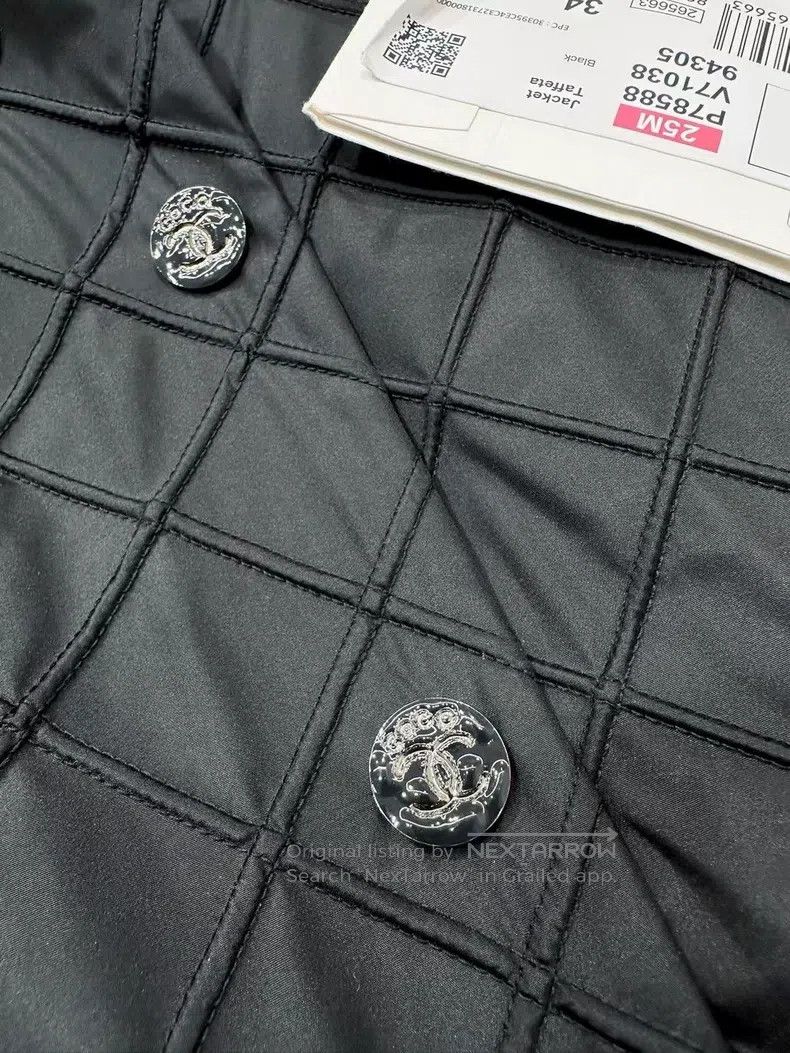 Chanel Chanel 25M black silk diamond plaid lapel long-sleeved jac Size XXS / US 00 / IT 34 - 9 Thumbnail