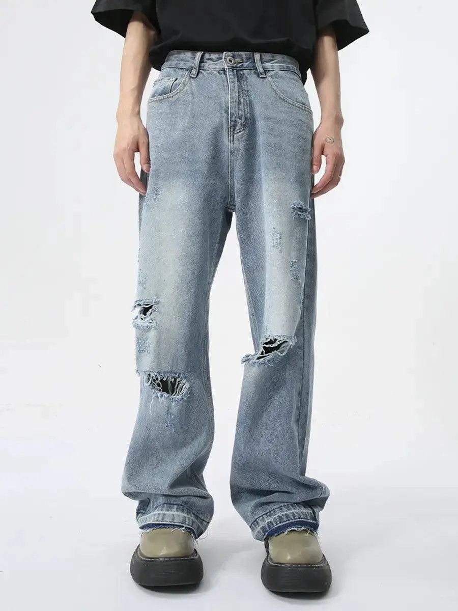 Japanese Brand Retro loose high street ripped jeans Size US 32 / EU 48 - 4 Thumbnail